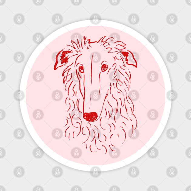 Borzoi (Pink and Red) Magnet by illucalliart